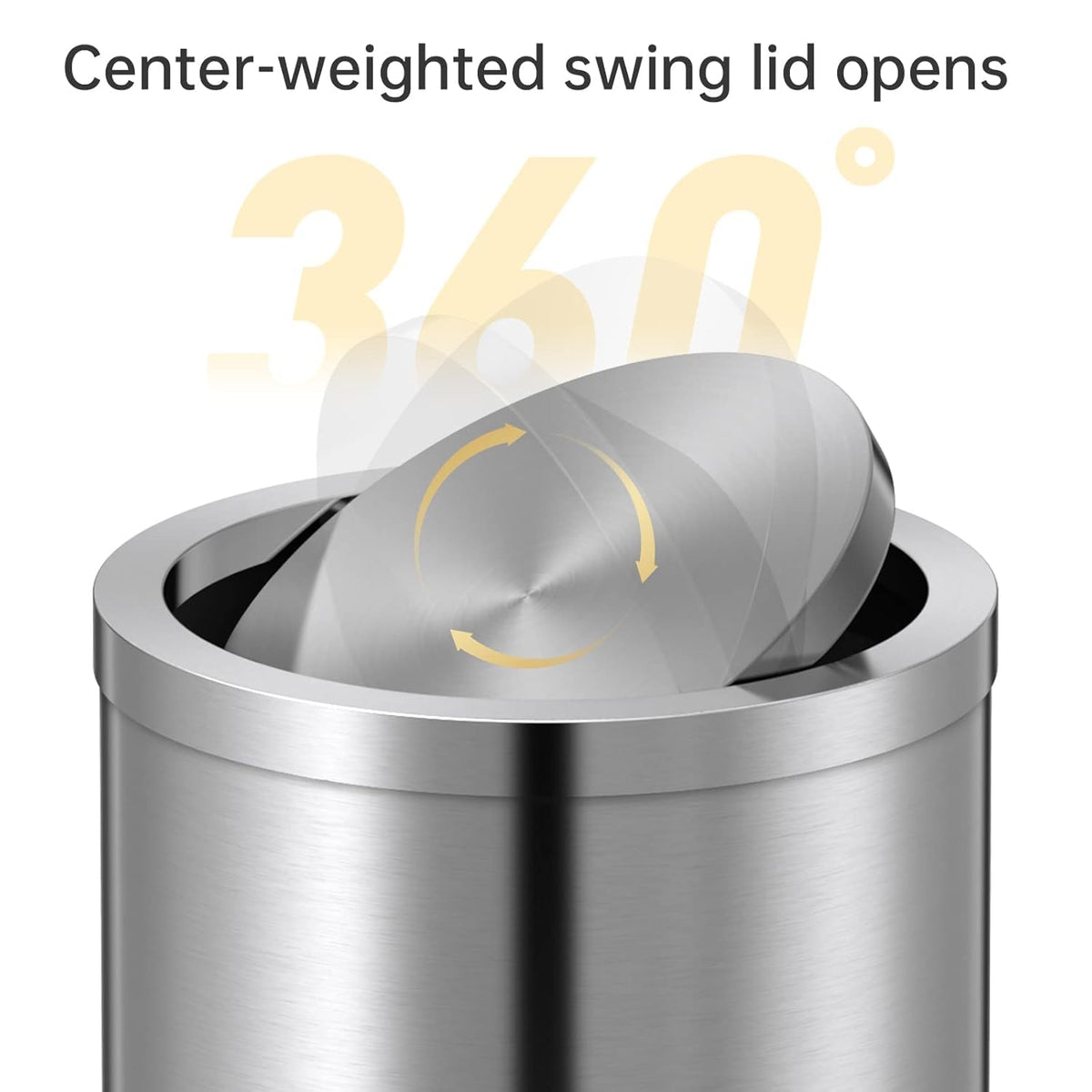 Mbillion Small Trash Can with Swing Lid 4 Gallons/15 Liter, Mini Trash Can with lid, Stainless