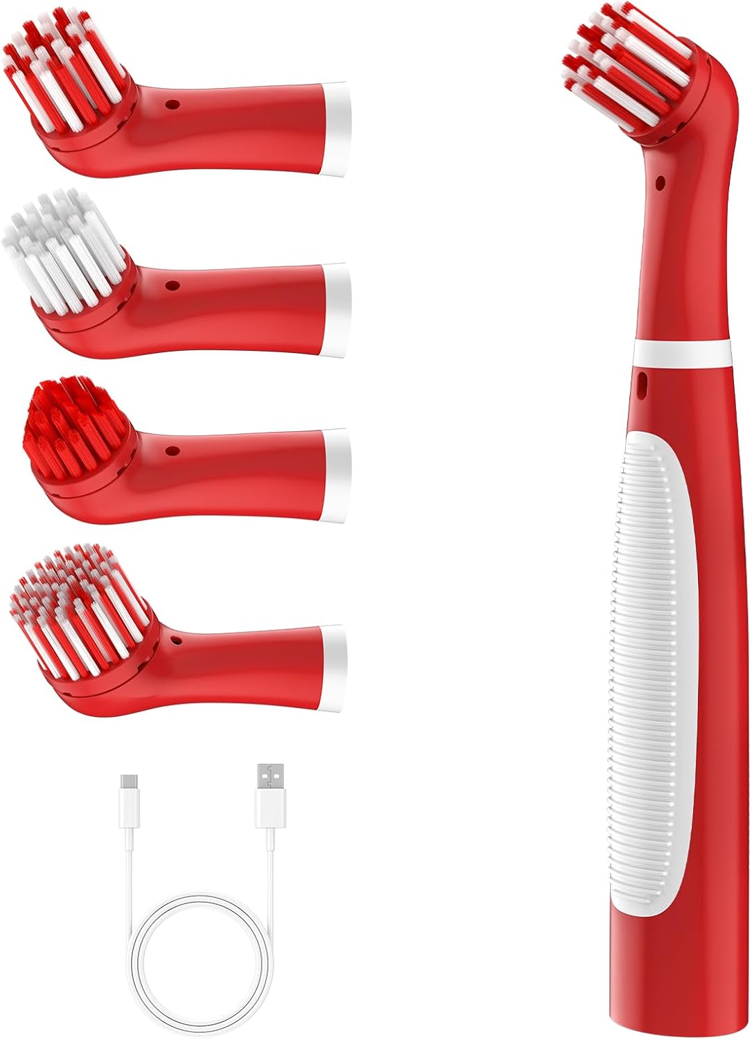 Rechargeable Electric Cleaning Brush with 4 in 1 Multiple Brush Heads and USB Cable, Indoor