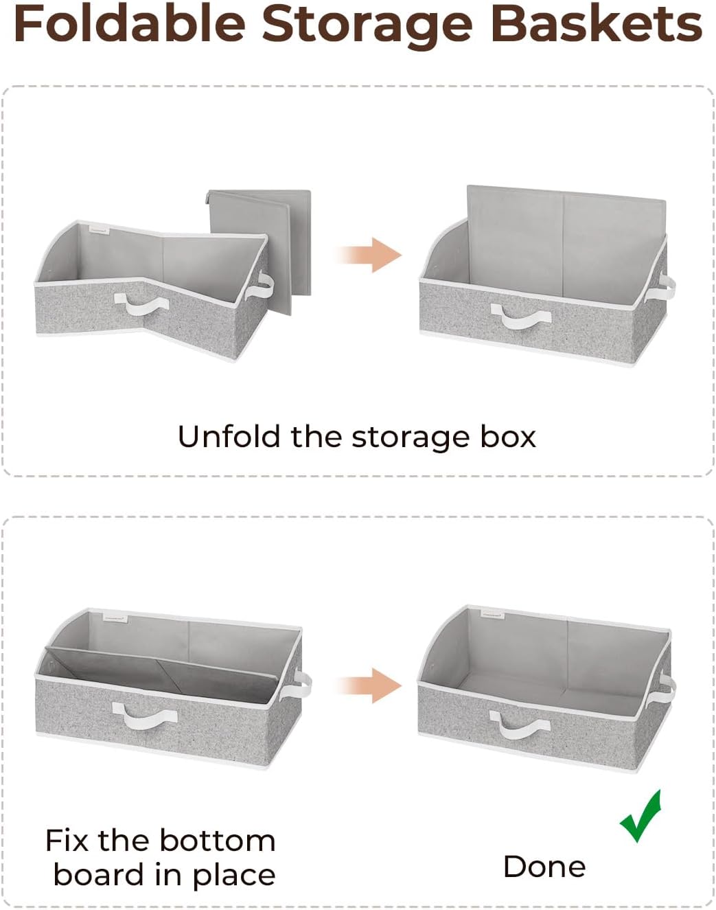 StorageWorks Closet Storage Bins, Trapezoid Organizer Box for Shelves, Fabric Clothes Bin, Foldable