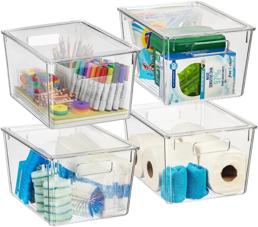 ClearSpace Plastic Storage Bins with Lids X-Large – Perfect Kitchen Organization, Desk Organizer or