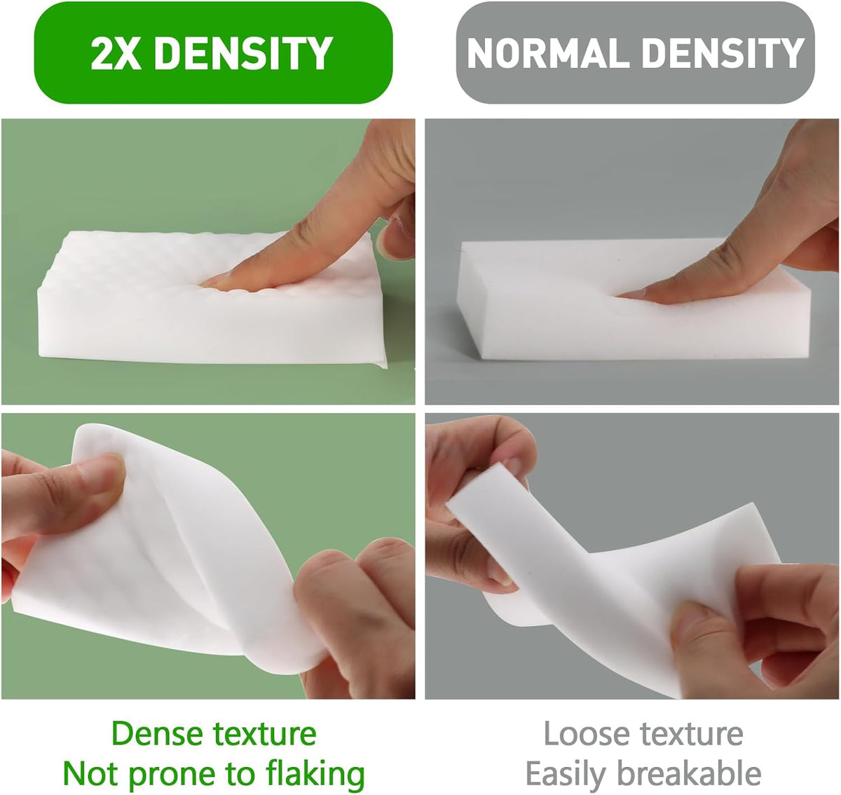 Sponge Eraser 50 Pack 2X Density and Long Lasting Melamine Sponges for Kitchen Bathroom Multi