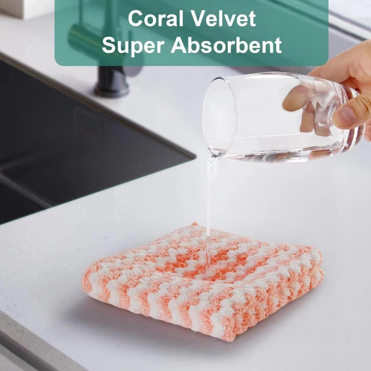 JOYMOOP Microfiber Cleaning Cloth, 5 PCS Kitchen Towels(10" x 10"), Absorbent Streak Free Lint