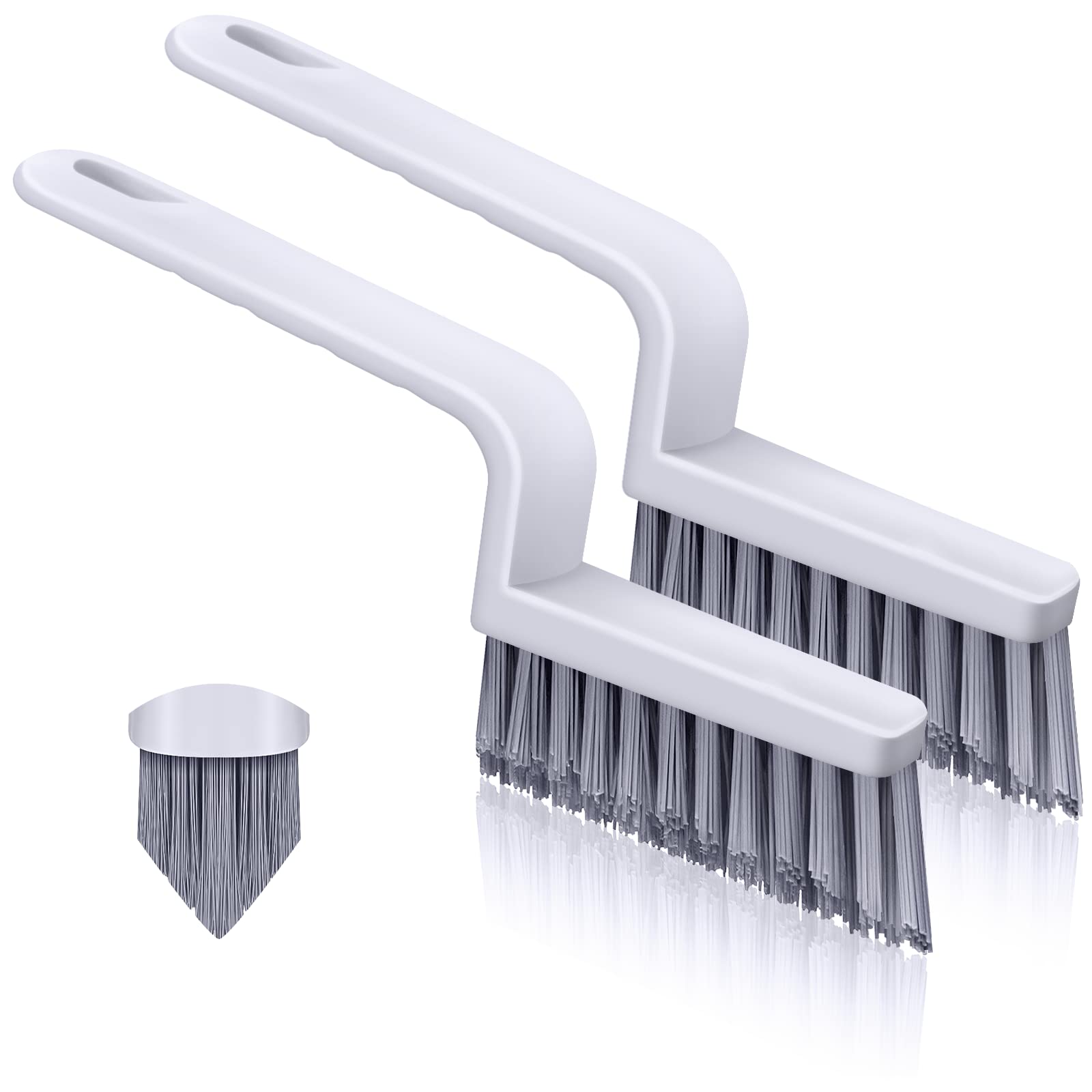 Lumkew Grout Cleaner Brush V Shape, Stiff Grout Cleaning Brushes for Tile Floor, Handheld Grout