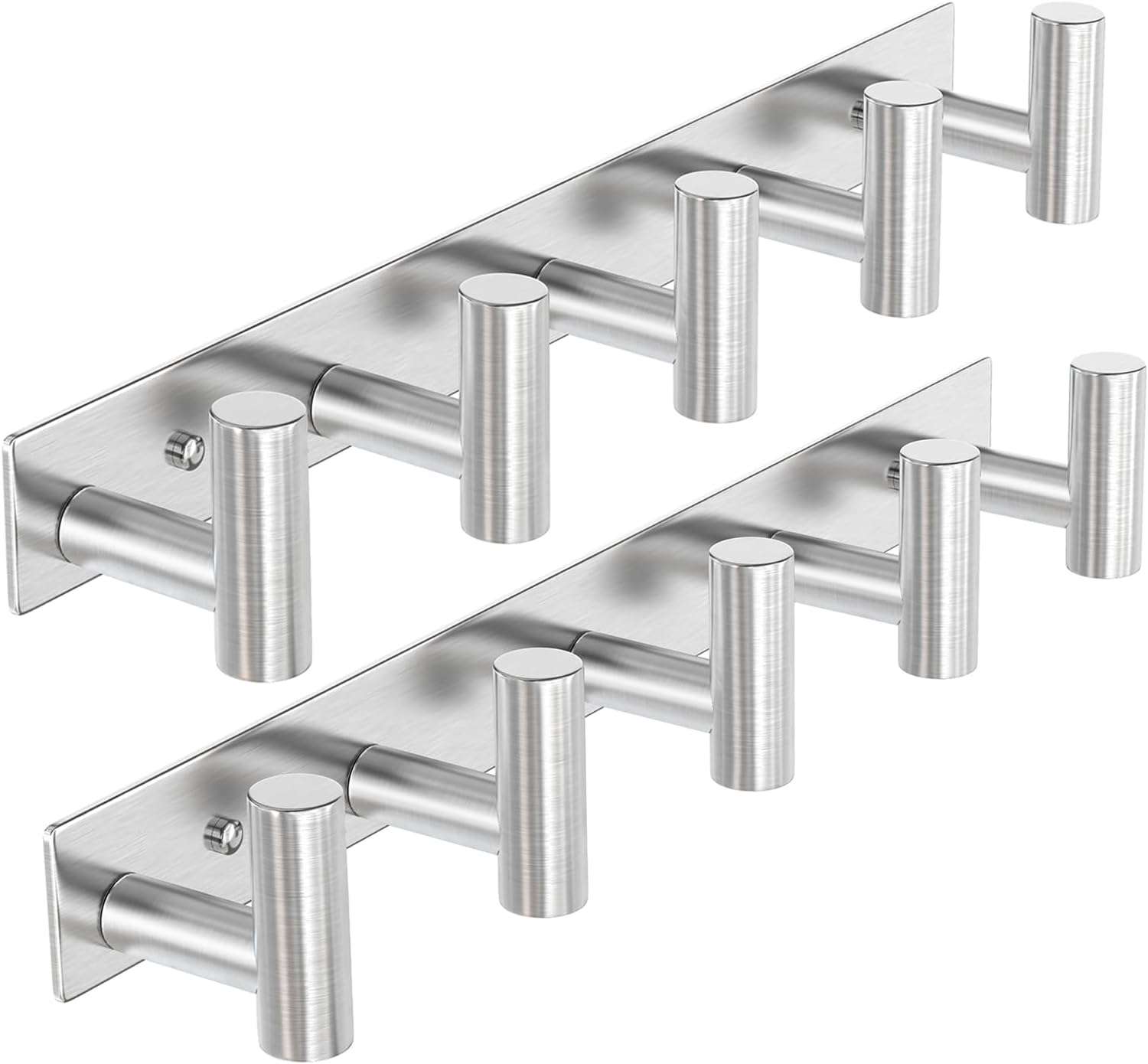 VAEHOLD Silvery Hat and Coat Wall Mount Rack - 5 Hooks for Robes, Bags, Keys, and Towels - Bathroom