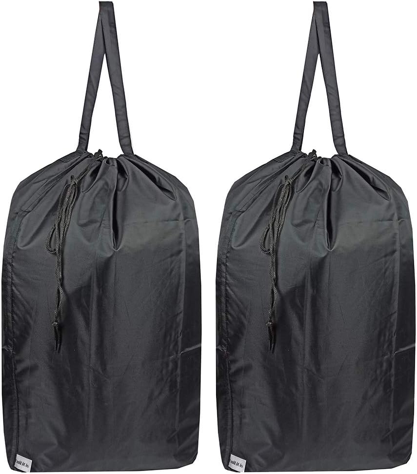 Washable Travel Laundry Bag with Handles and Drawstring (2 Pack), Heavy Duty Large Enough to Hold 3