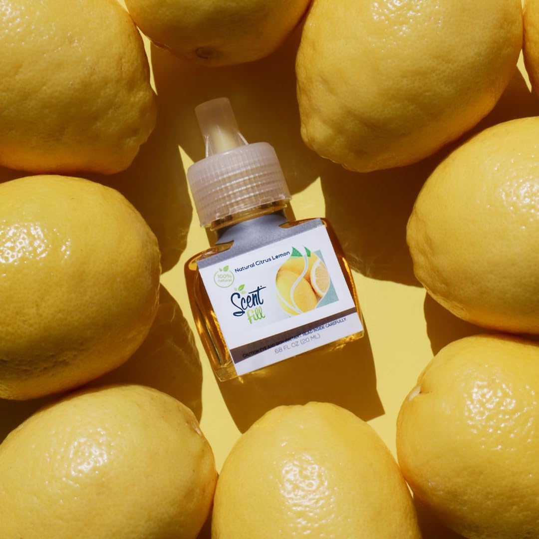 Scent Fill 100% Natural Lemon & Citrus Plug in Air Freshener, Scented Oil Refills, 2 Refills +