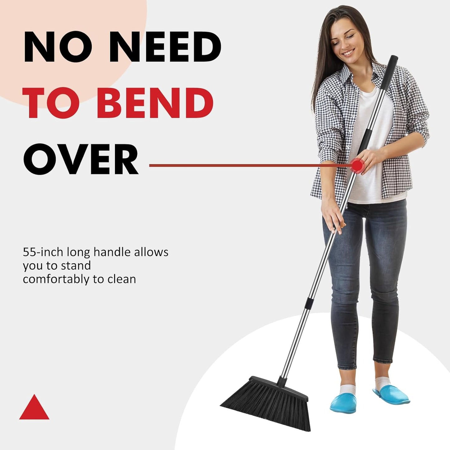 NACENA Heavy Duty Broom, 55 Inch Long Handle Outdoor Large Angle Brooms, Commercial Broom for