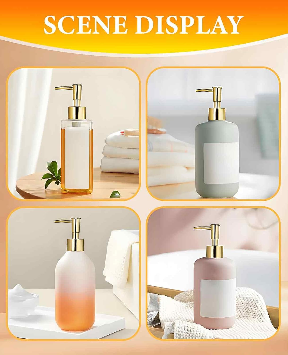 6 Pack Gold Soap Dispenser Pump, Top Replacement for Lotion & Regular Glass Bottles (Standard