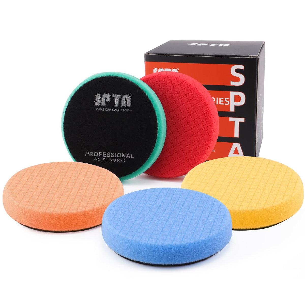 SPTA 5Pc 5.5 Inch Face for 5 Inch 125mm Backing Plate Compound Buffing Sponge Pads Cutting