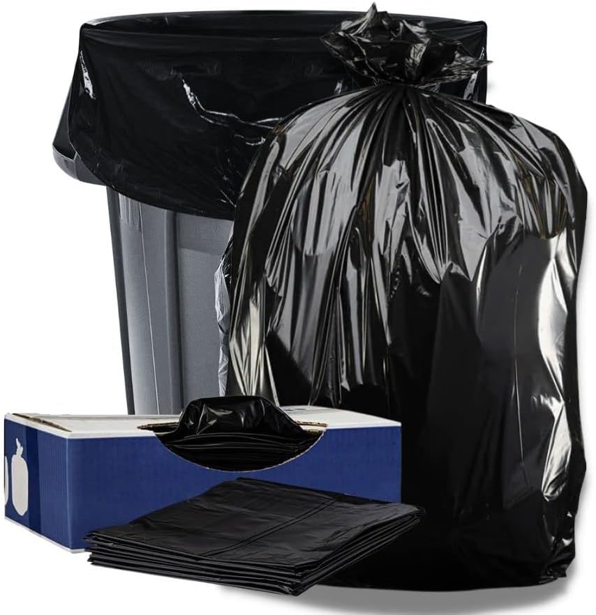 Plasticplace Contractor Trash Bags 40-45 Gallon │ 3.0 Mil │ Black Heavy Duty Garbage Bag │ 40” x