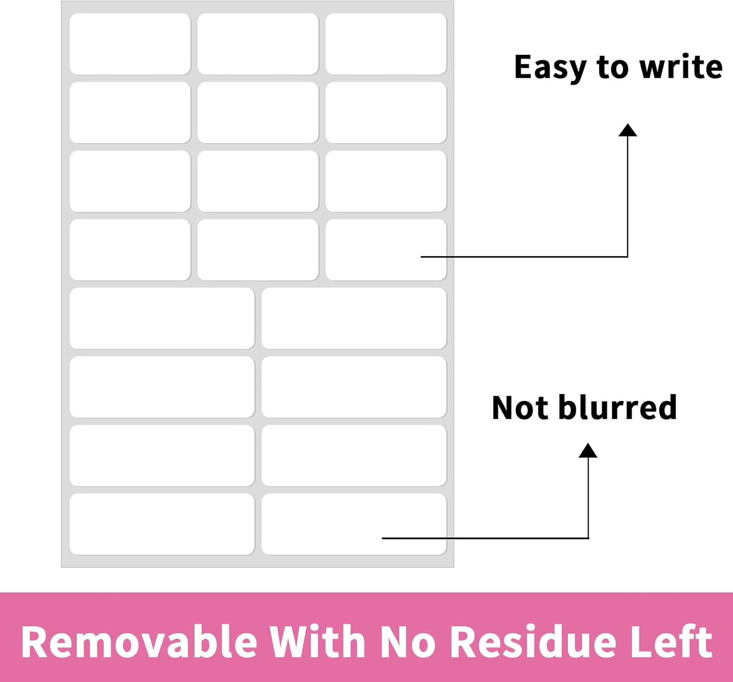 STARLIBOO White Removable Labels, Removable Colored Labels Stickers, Self-Adhesive Rectangular