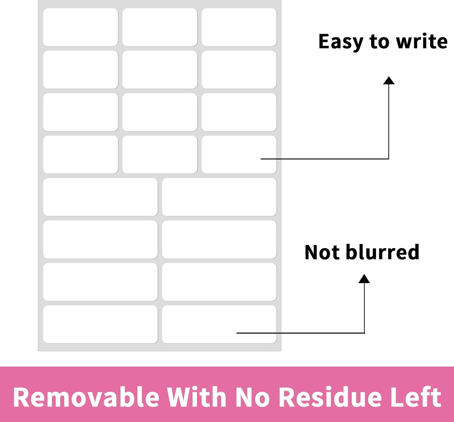 STARLIBOO White Removable Labels, Removable Colored Labels Stickers, Self-Adhesive Rectangular
