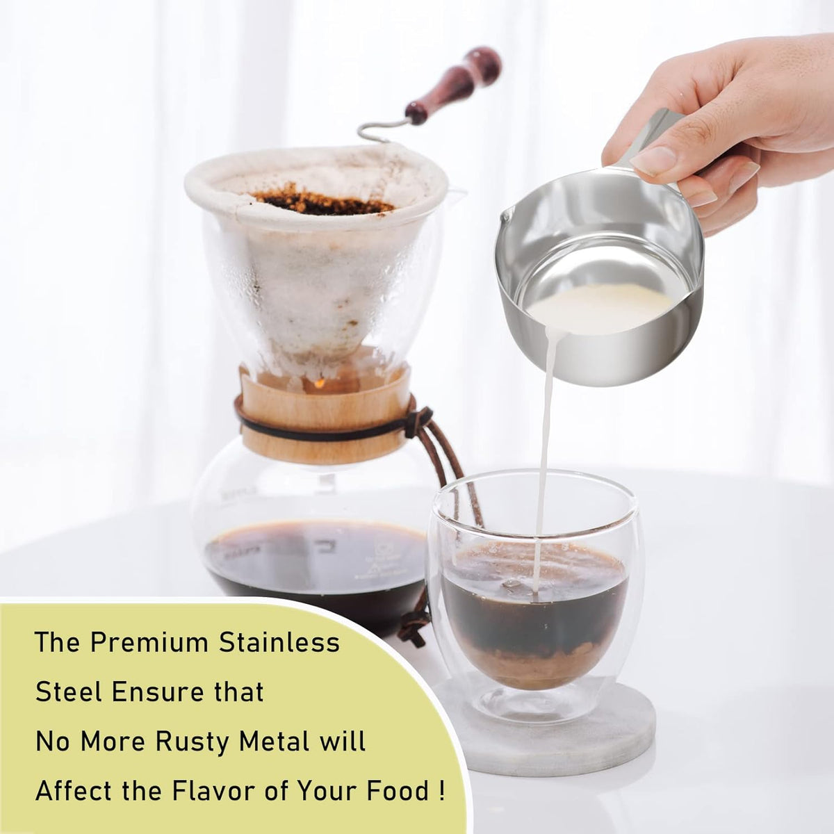 1PCS 2Cup (480ml, 16oz) Single Measuring Cup, Stainless Steel Measure Scoop, Metric and US