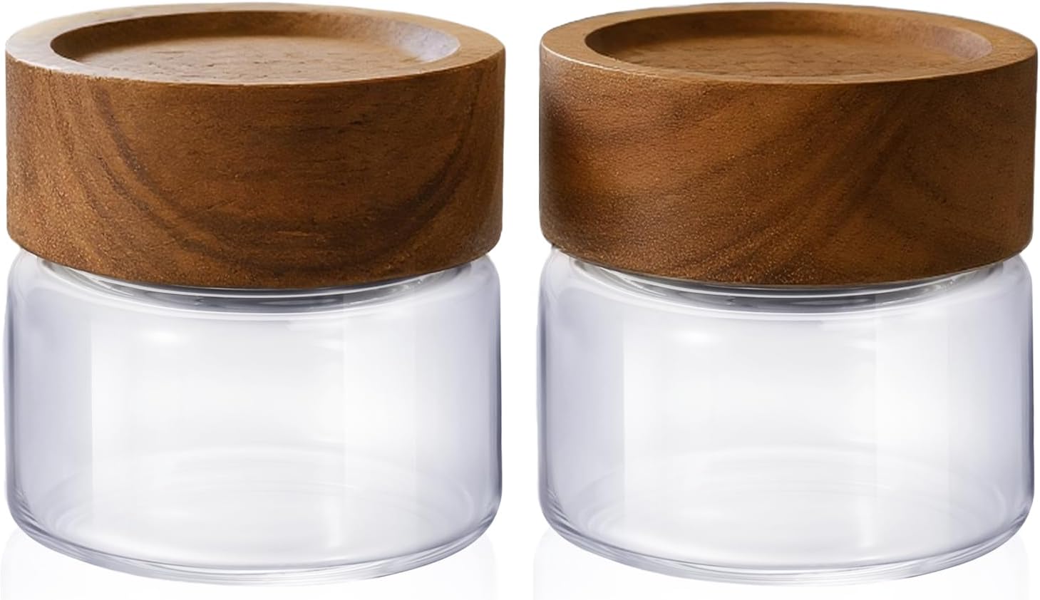 2-Pack 4 oz Leakproof Mason Jars with Airtight Acacia Wood Lids - Small Glass Food Storage