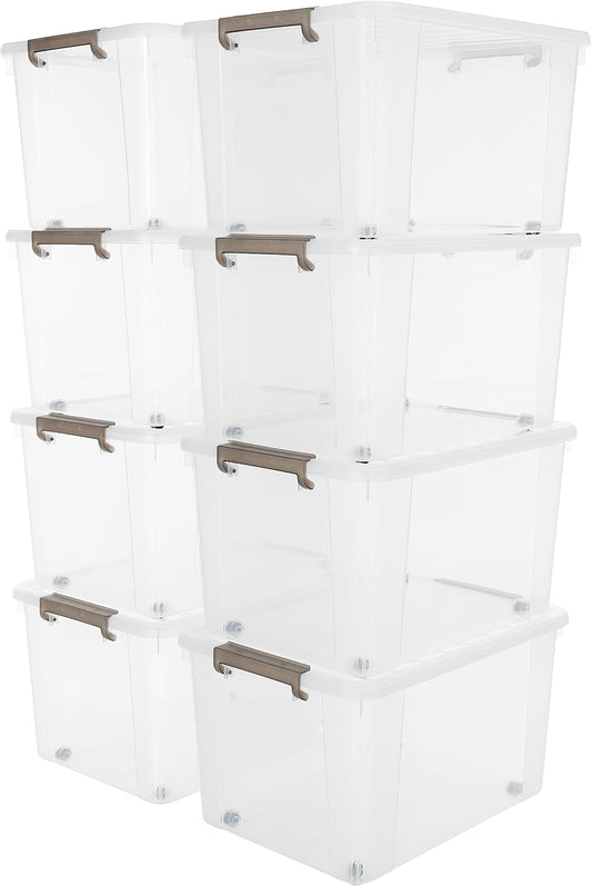 Citylife 69 QT Plastic Storage Bins with Latching Lids Stackable Storage Containers for Organizing