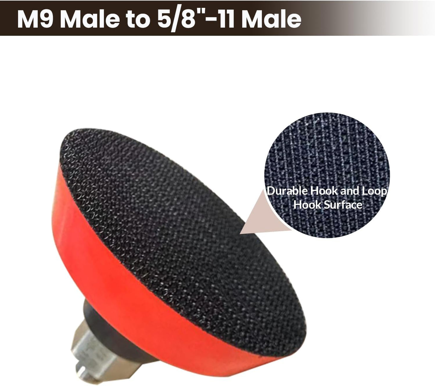 3" Hook and Loop Sanding/Polishing Backing Pad, M9 to 5/8-11 Hex Grinding Bit Thread Adapter, for