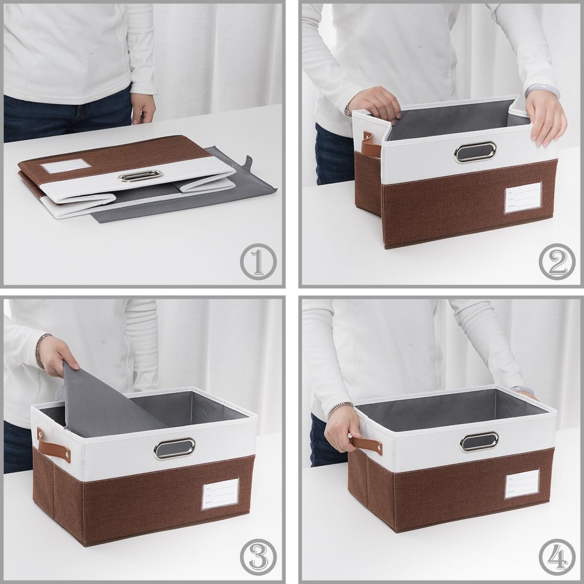 PRANDOM Foldable Storage Bins with Handles [3-Pack] Fabric Collapsible Storage Boxes Baskets Cubes