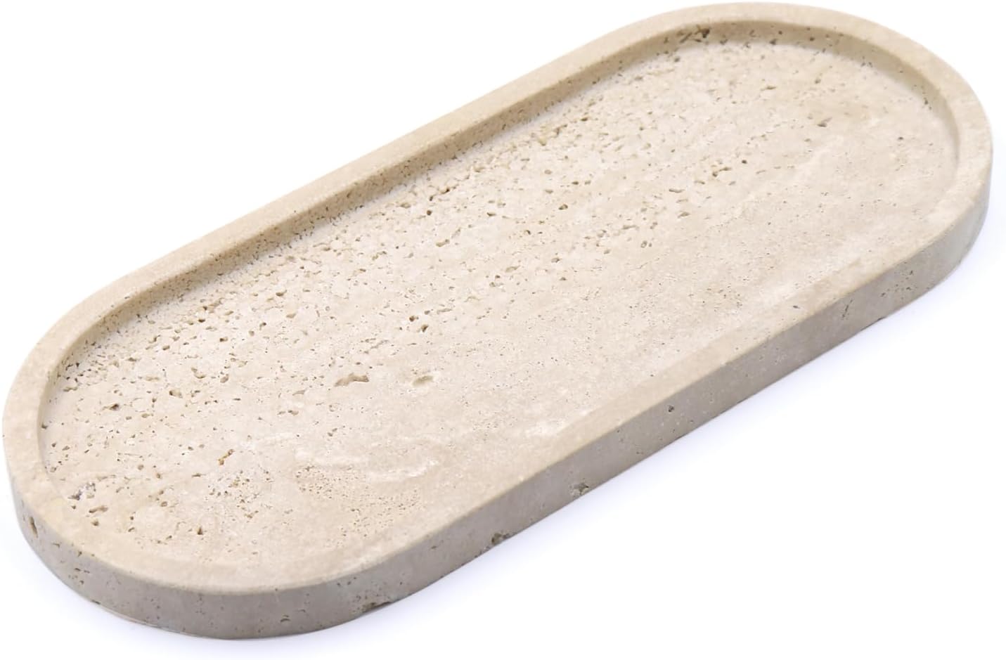 Natural Marble Tray, Oval Vanity Decorative Tray for Bathroom Counter, Countertop Stone Organizer