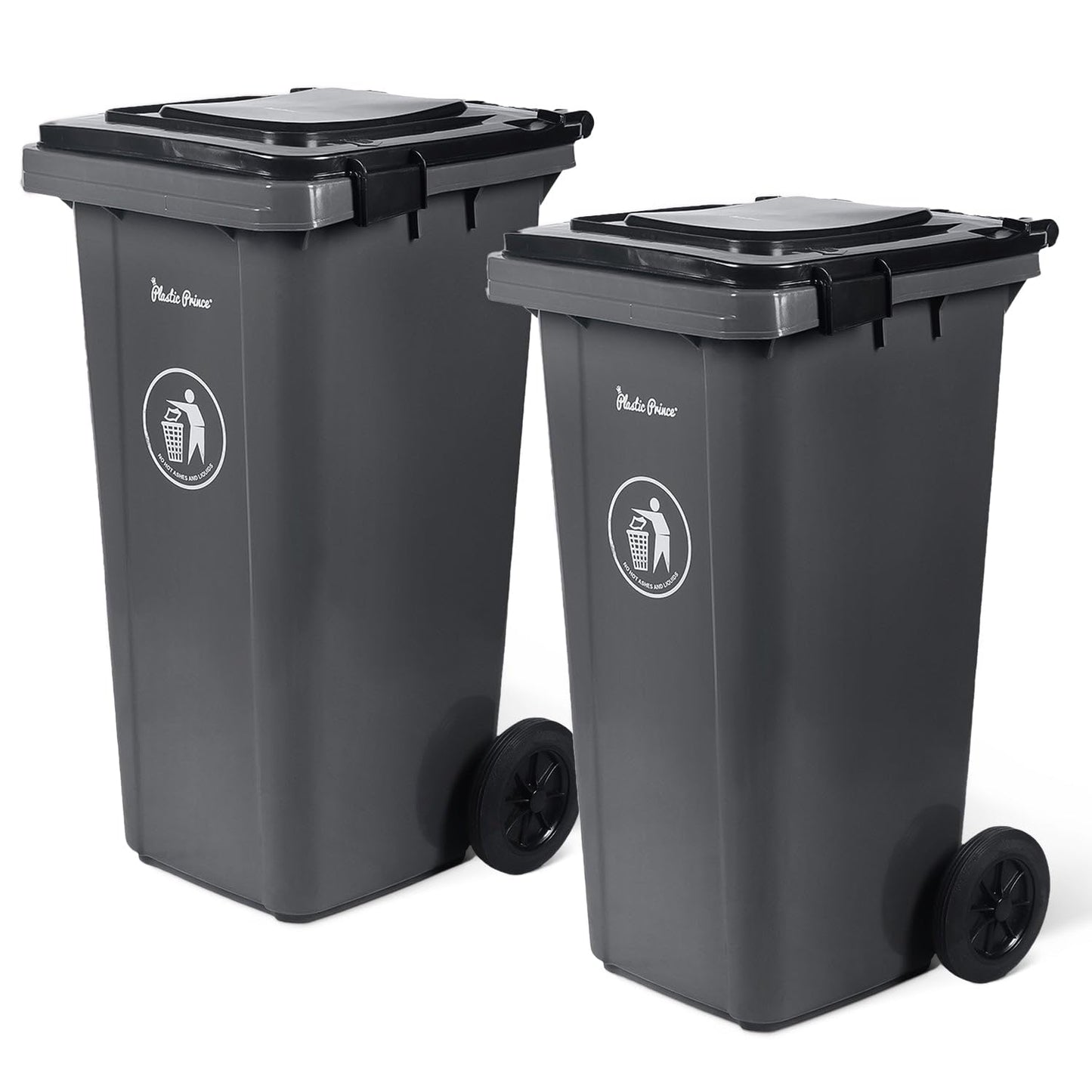 32 Gallon Trash Can with Wheels Outdoor Garbage Can with Lid and Wheels Locking Trash Can