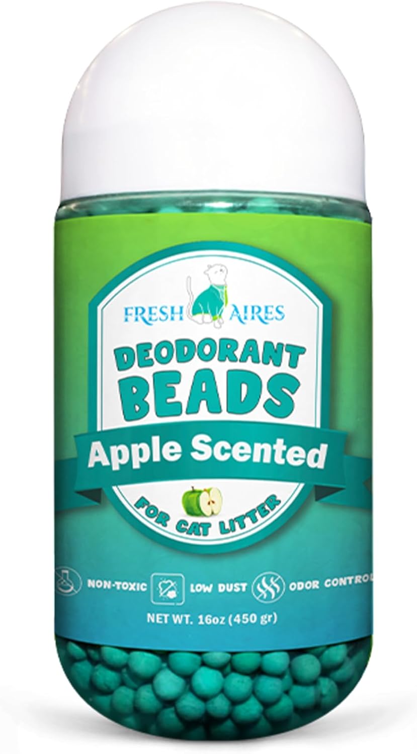 Cat Deodorant Beads | Green Apple Scent, Low-Dust & Non Toxic Litter Box, Superior Odor Control
