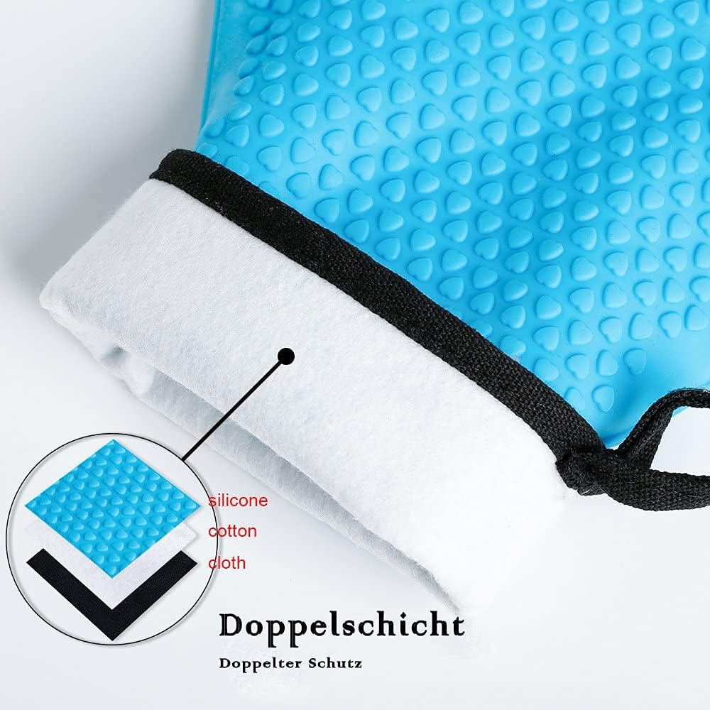 Kitchen Oven Gloves - Dual-Layer Heat Resistant Grilling Gloves, Silicone Oven Mitts with 5