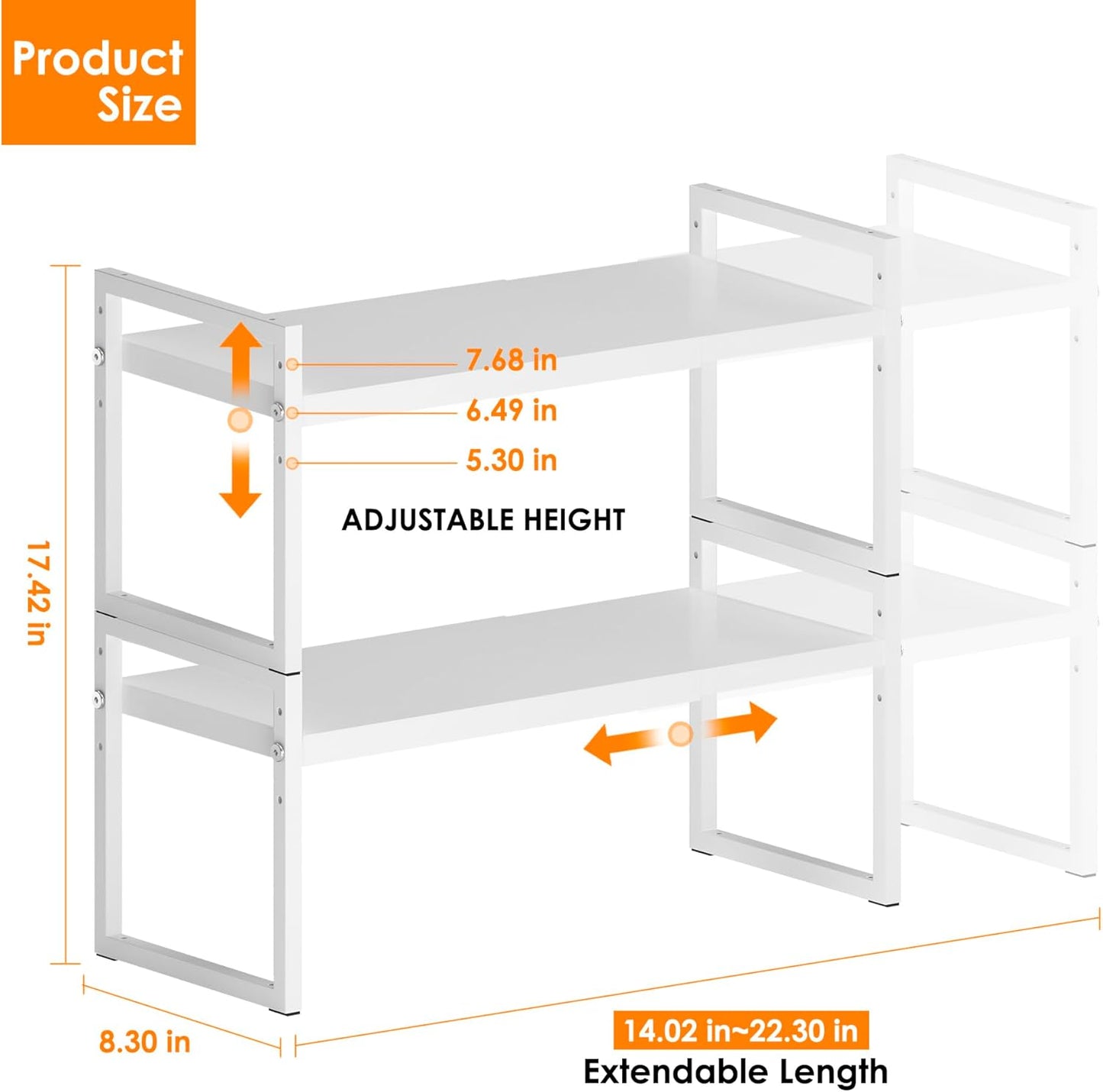 DOLALIKE Expandable Kitchen Countertop Organizer, Stackable Cabinet Shelf Organizers, Space Saving