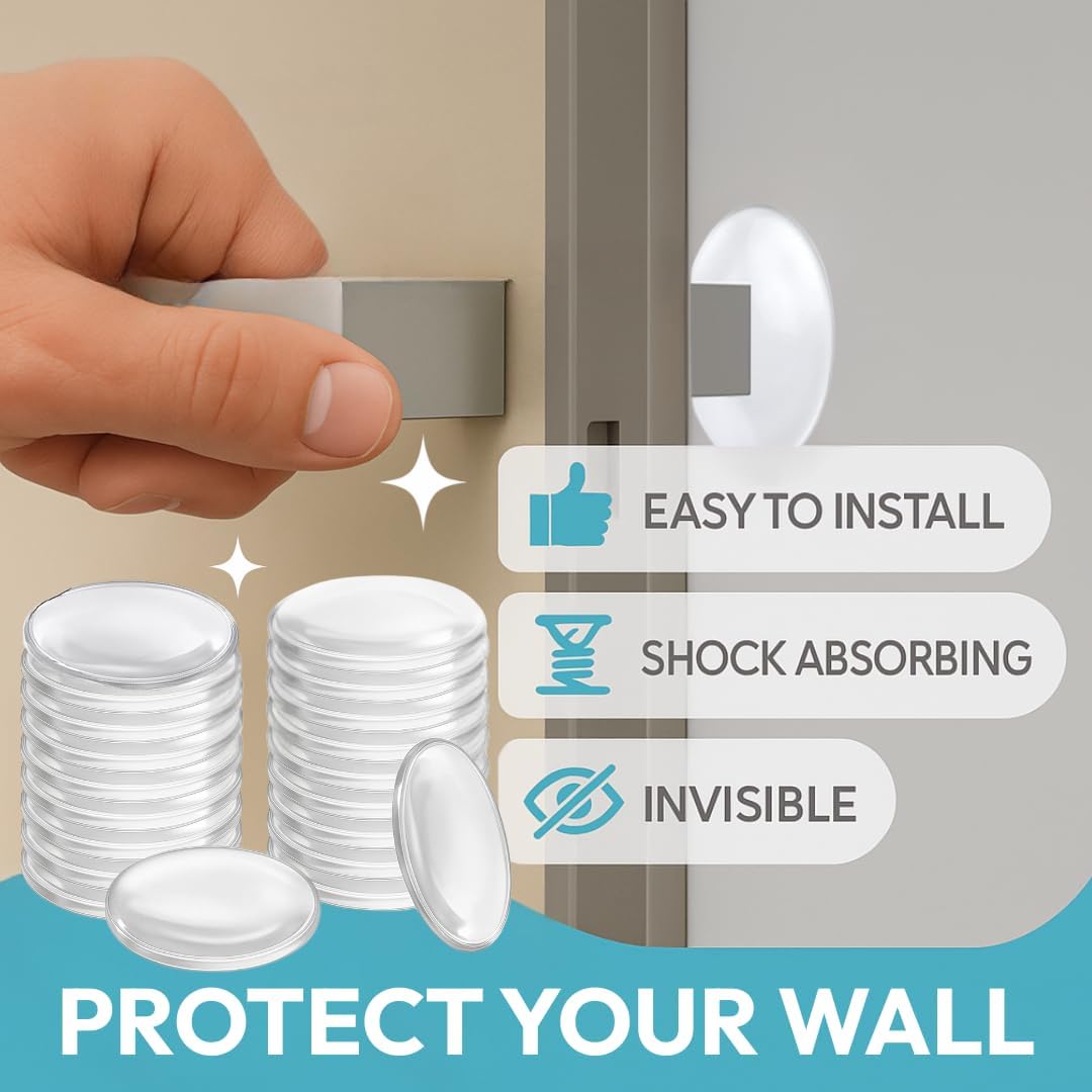 Strongest Home Door Wall Protector Clear Bumpers (Set of 20) – 2 Inch Silicone Adhesive Pads for