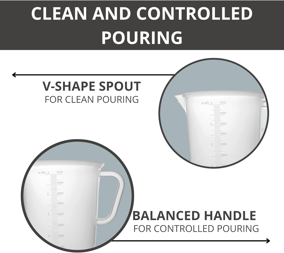 Plastic Graduated Measuring and Mixing Pitcher - 5000ml Plastic Graduated Measuring Pitcher - Soap