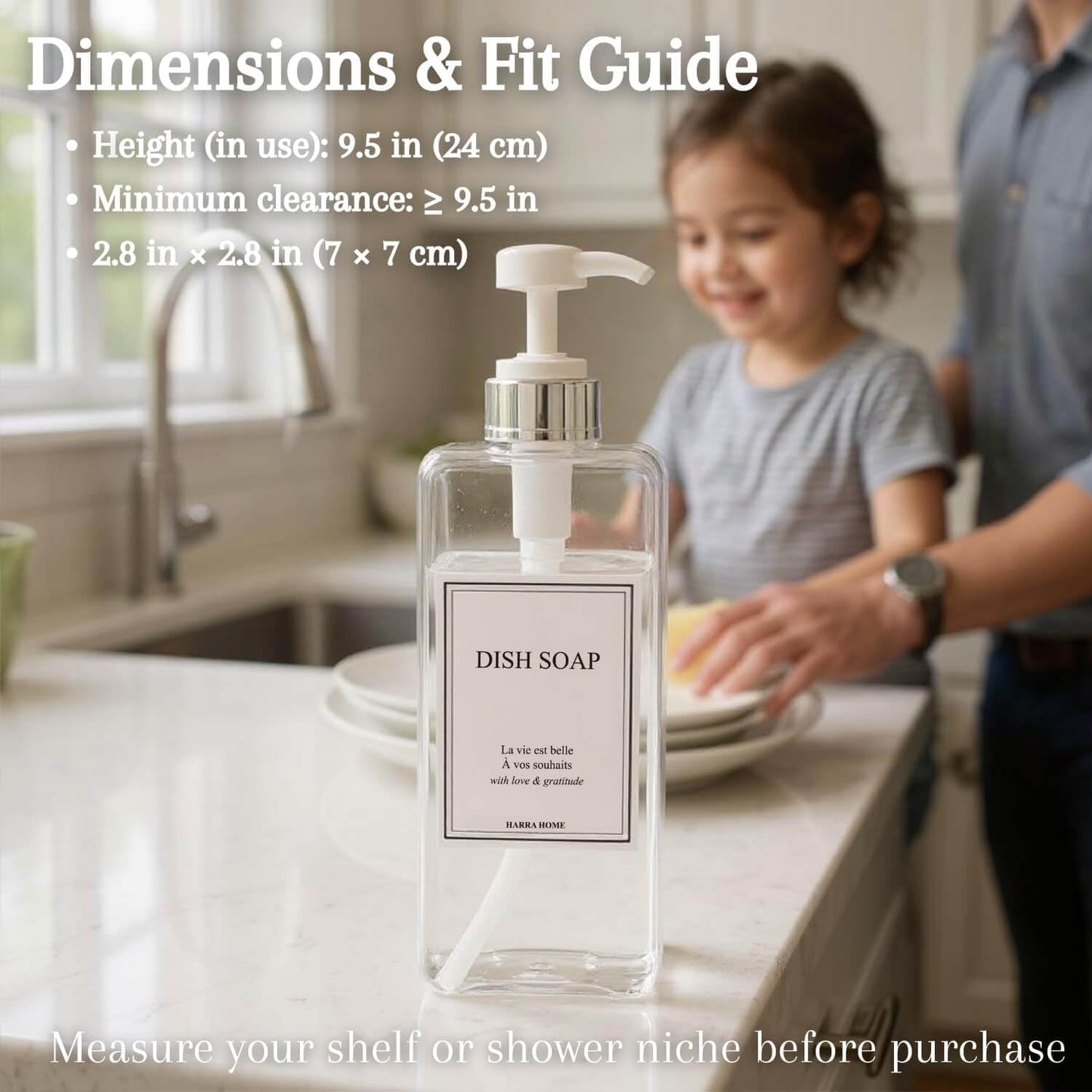 Modern Design Large 27 oz Shampoo and Conditioner Dispensers - Empty Plastic Refillable Pump Bottle