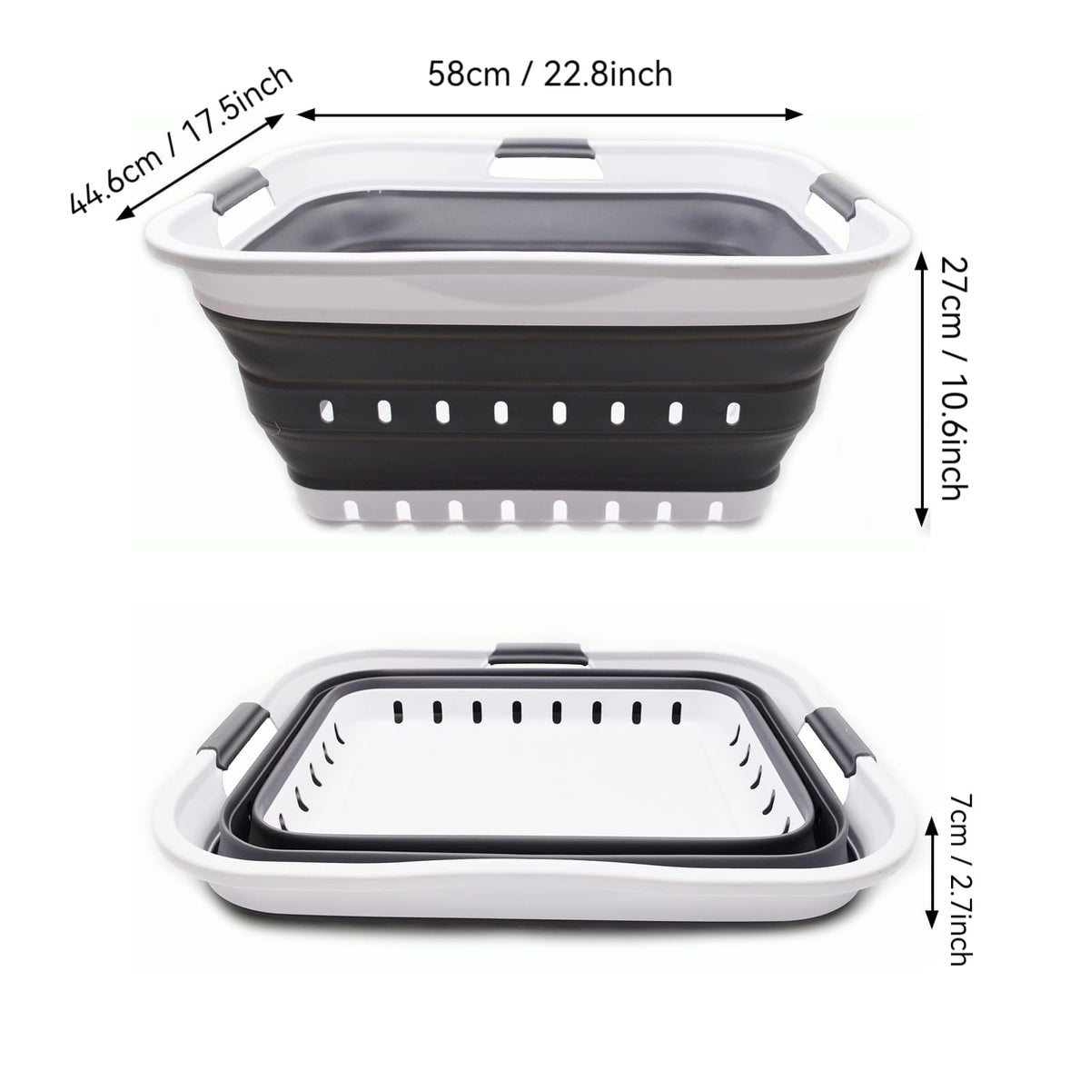 SAMMART 42L (11 gallon) Collapsible Plastic Laundry Basket - Foldable Pop Up Storage