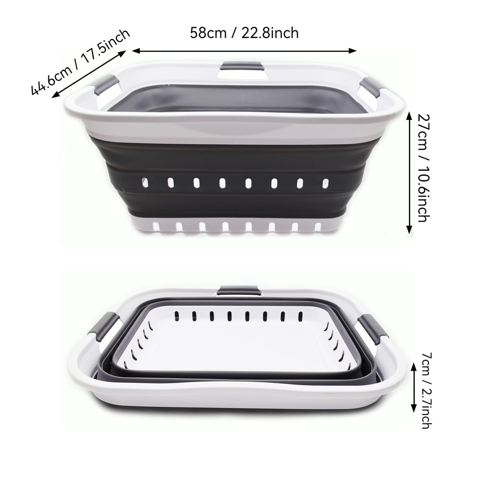 SAMMART 42L (11 gallon) Collapsible Plastic Laundry Basket - Foldable Pop Up Storage