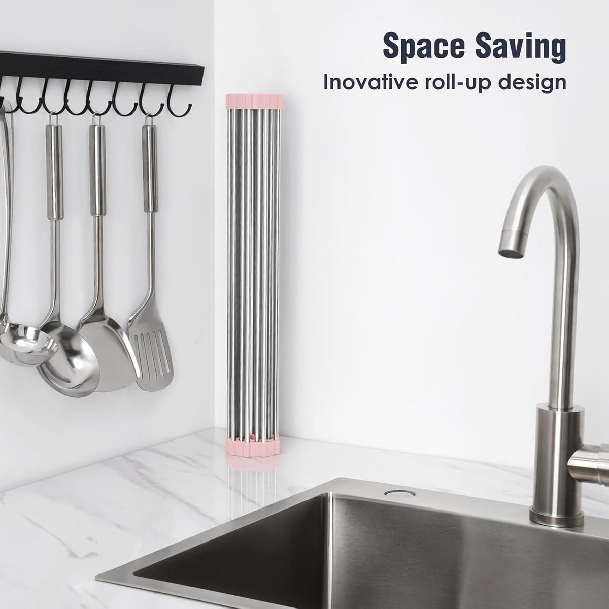Tomorotec 21" x 15.5" Roll Up Dish Drying Rack Over Sink Drying Rack Sink Cover Kitchen Sink