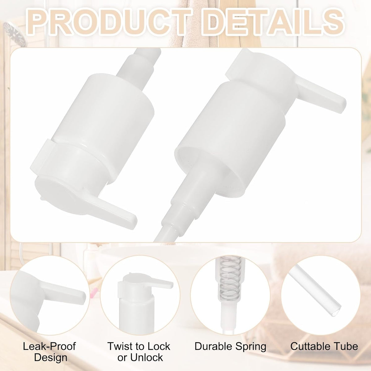 uxcell 4 Pcs Soap Dispenser Pump Heads, Hand Soap Dispensers Top Pumps Replacement Clip-on Pumphead