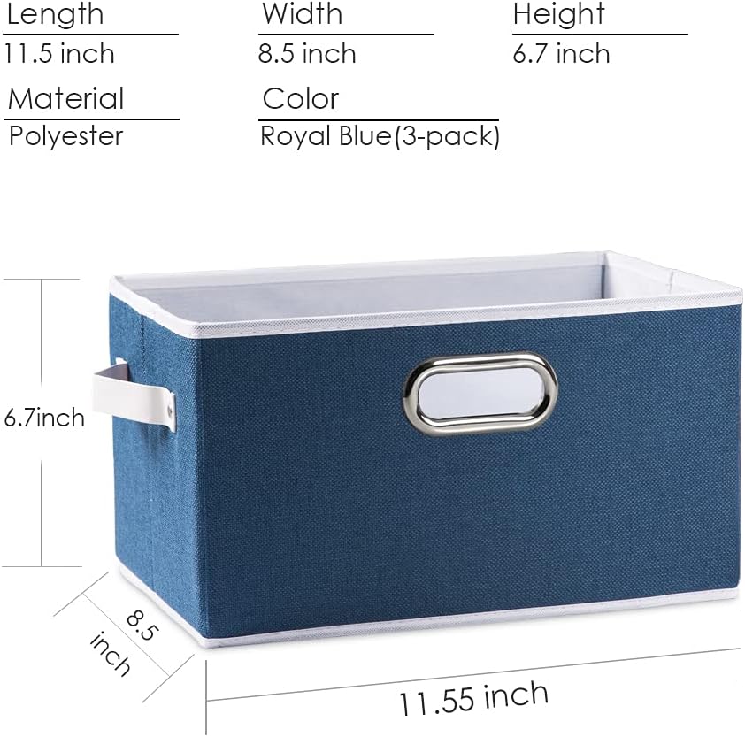 PRANDOM Fodable Storage Bins for Closet [3-pack] Decorative Fabric Storage Baskets Cubes with