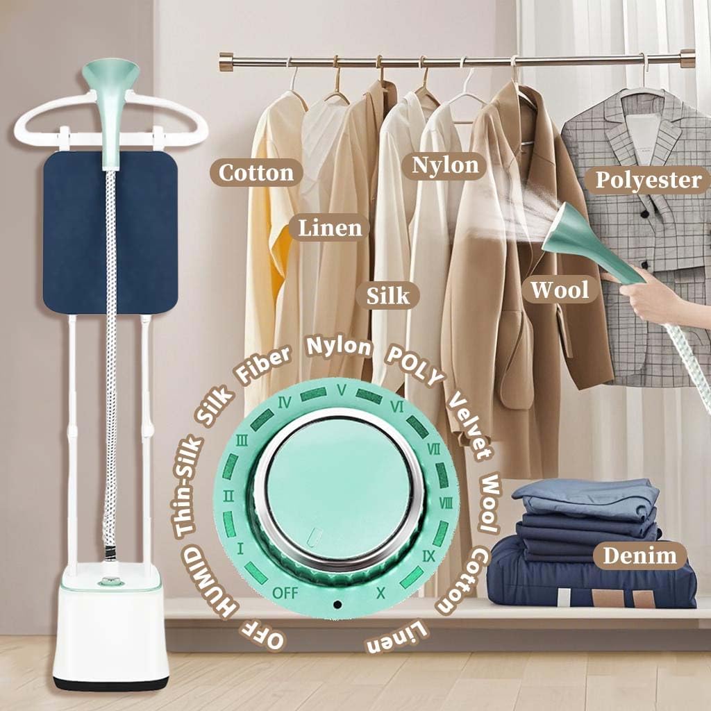 Standing Garment Steamer, 2000W Powerful Steamer for Clothes, 10 Steam Levels, 2.7L Water Tank for