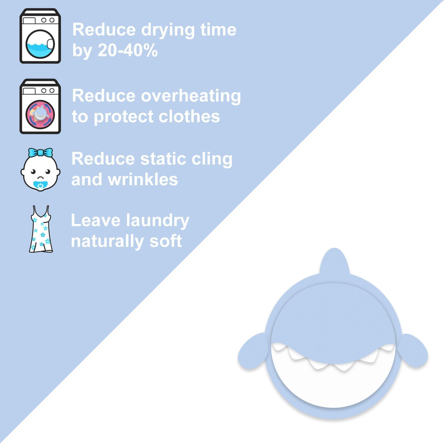 XL Size Wool Dryer Balls 6 Pack- Over 2000 Loads,Whale Shark Appearance,100% Pure New Zealand