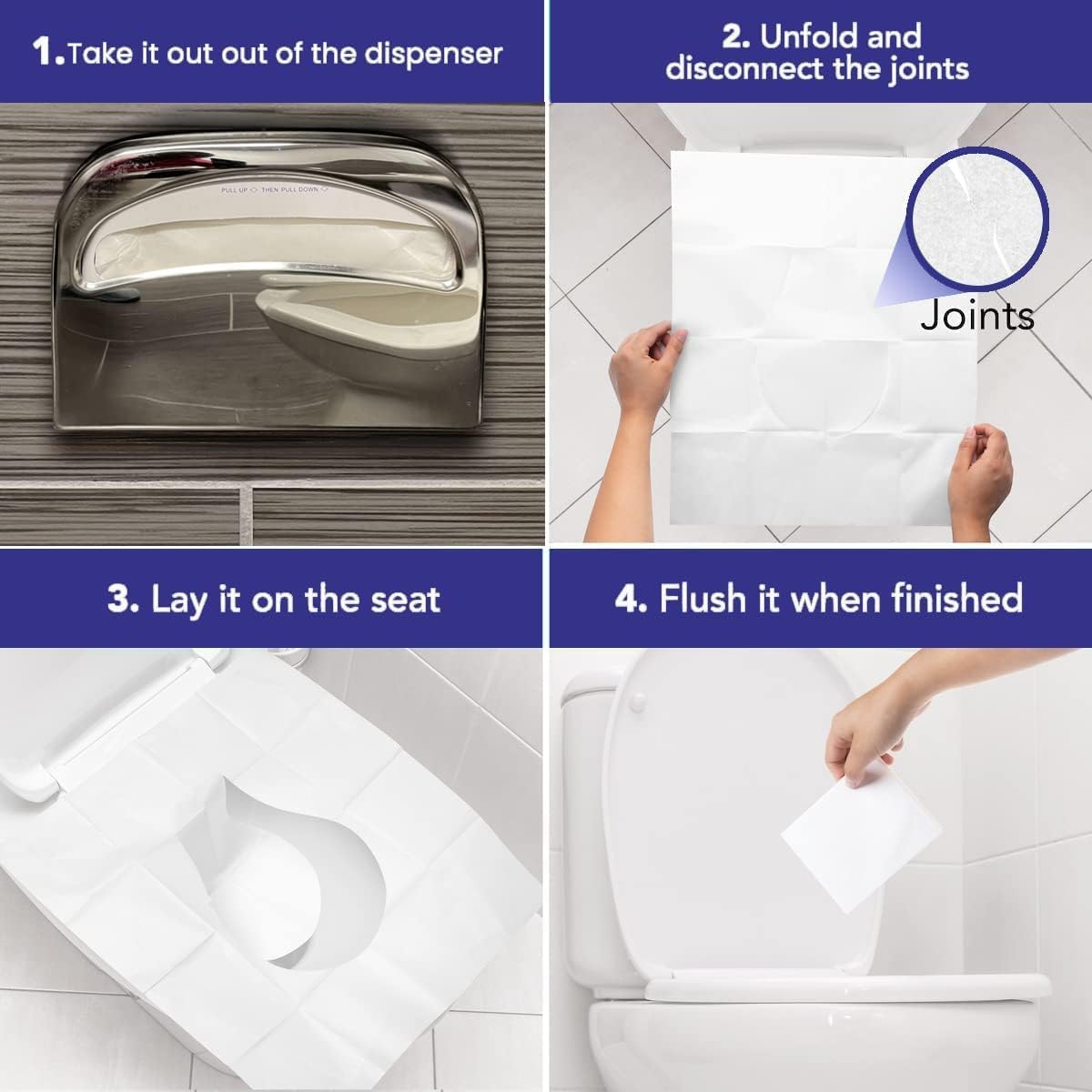 Disposable Toilet Seat Covers XL Half Fold Flushable – 200 Sheets 2 Pack for Public Facilities