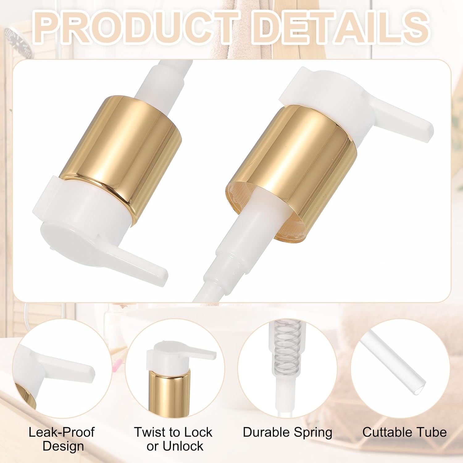 uxcell 2 Pcs Soap Dispenser Pump Heads, Hand Soap Dispensers Top Pumps Replacement Clip-on Pumphead