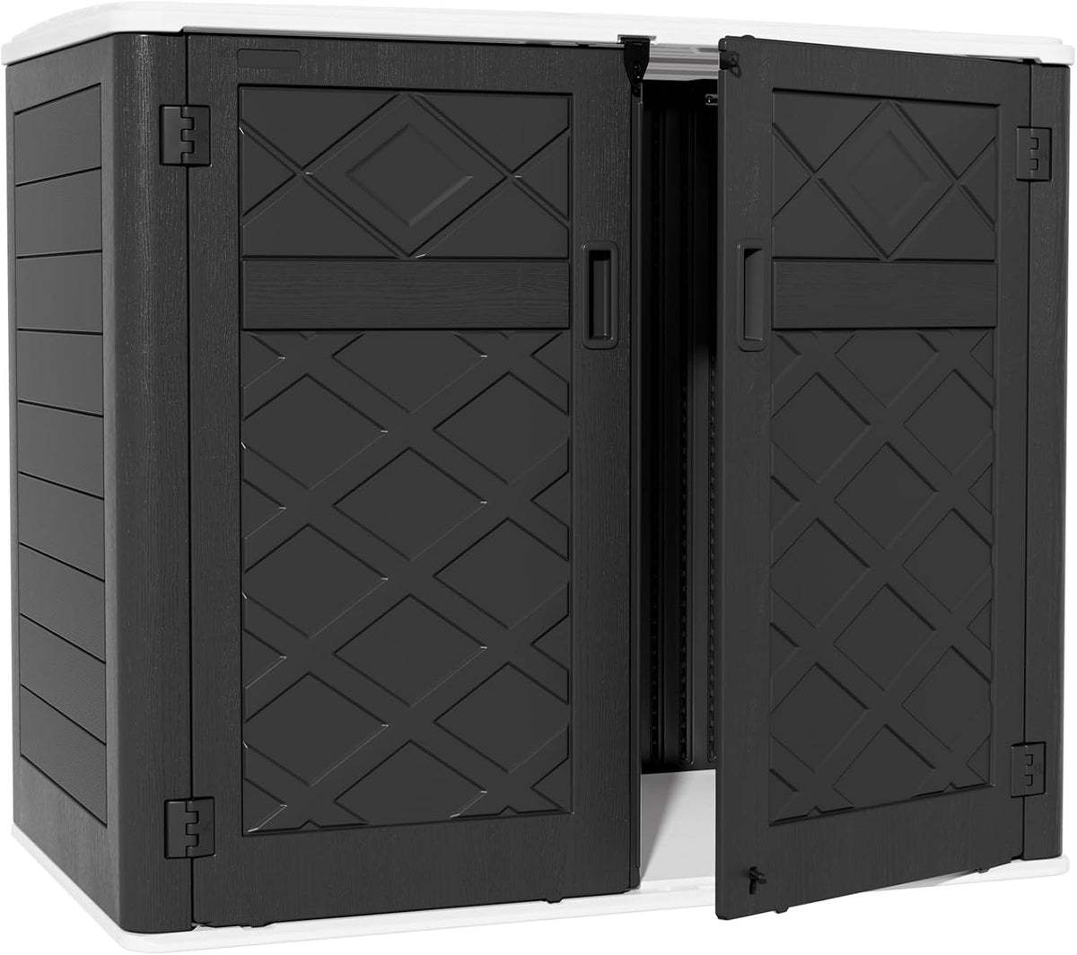 ZZM Large Outdoor Storage Shed, 48 Cu Ft Resin Versatile Storage Cabinet for Patio Accessories