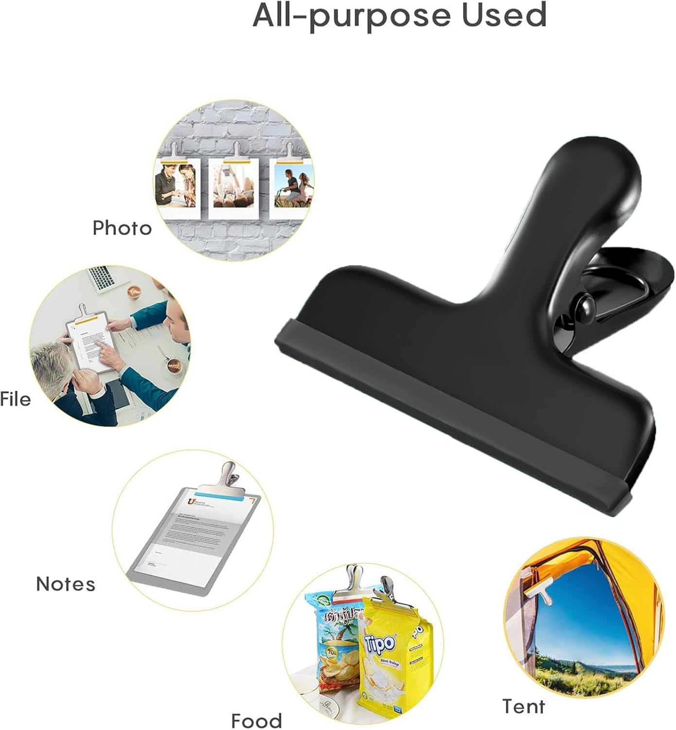 HOUSE AGAIN 8 Pack Stainless Steel Chip Bag Clips Covered with Silicone - NO More Sharp Edges