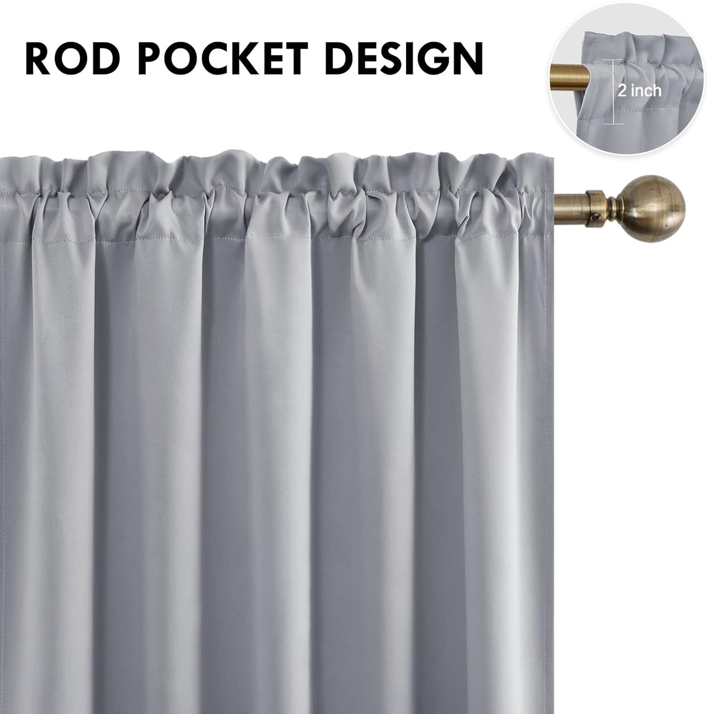 DWCN Blackout Curtains for Bedroom – Rod Pocket Thermal Insulated Noise Reducing Noise Reducing