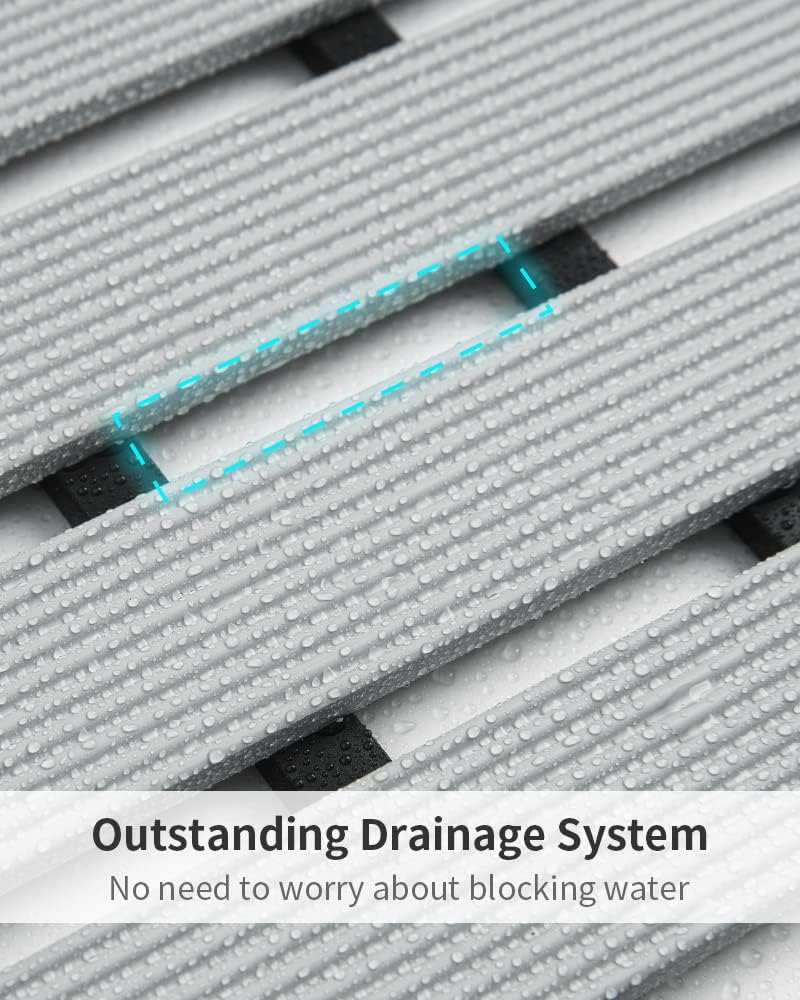 PADOOR Shower-Mat Non Slip, Heavy Duty Bathtub-Mat Curlable Quick Drain Sturdy Bath Tub Mat Without