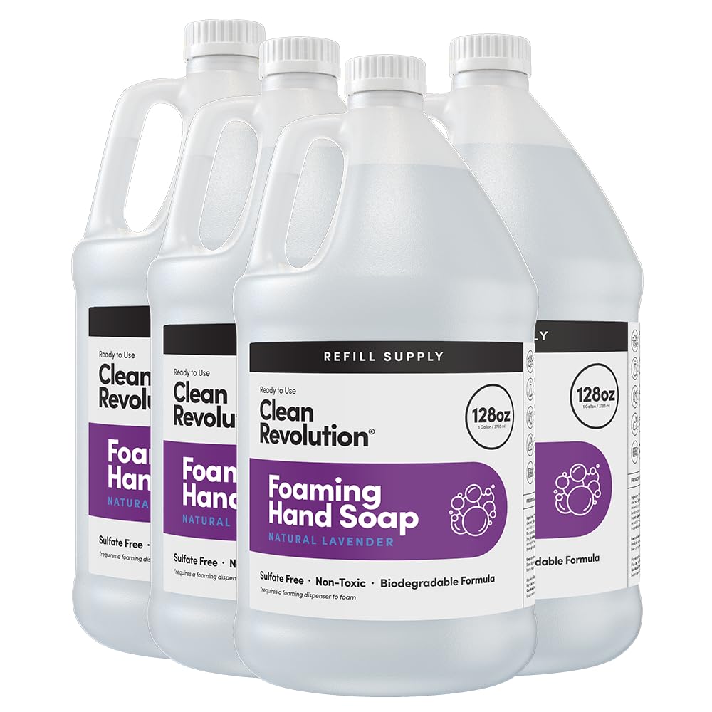 Clean Revolution Foaming Hand Soap Refill Supply Container, Ready to Use Formula, Gluten Free