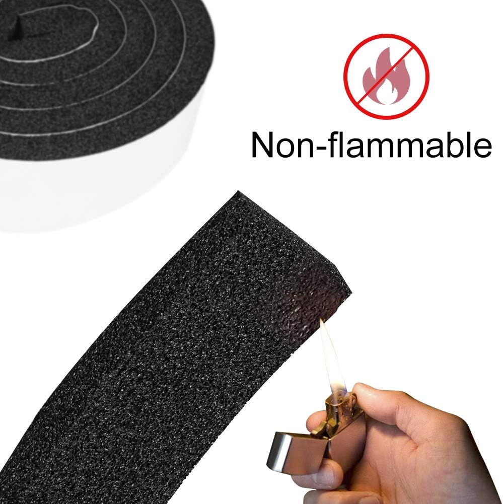 2 Rolls 2 Inch W 1/2 Inch T Weather Stripping Air Conditioner Open Cell Foam Seal Tape, Window