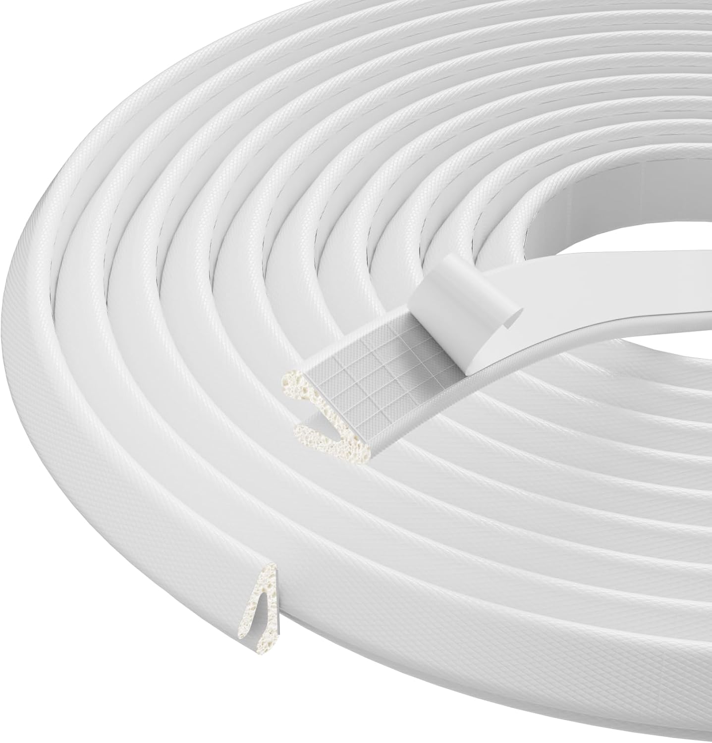 V Shape Foam Weather Stripping Door Frame Seal Strip 2Pcs×26FT White, Draft Stopper, Insulation