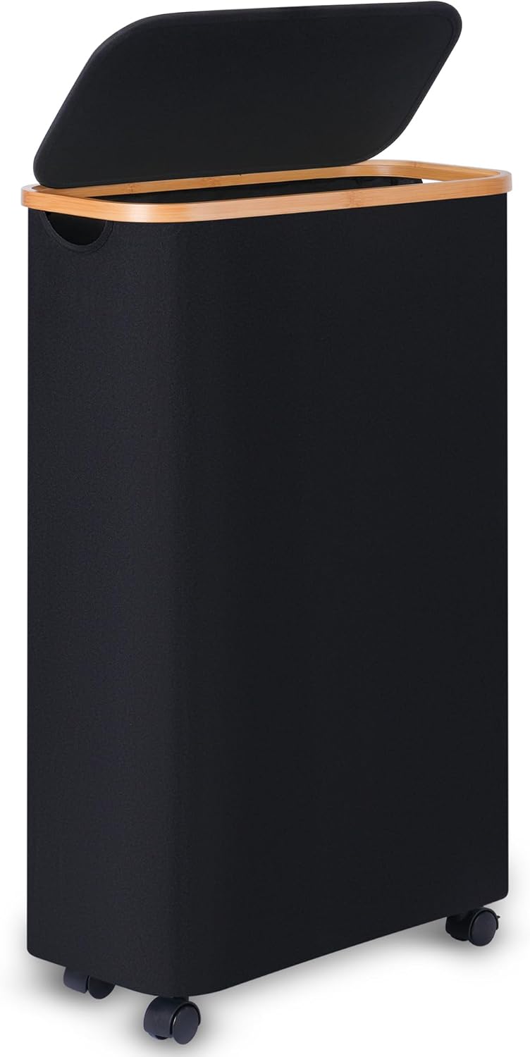 Slim Laundry Hamper with Wheels,Narrow Hampers for Laundry,Freestanding Laundry Basket with