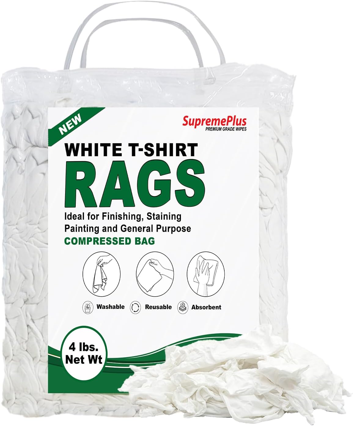 Premium White T-Shirt Cleaning Rags (4 lbs. Bag of Rags) – White Cotton Rags for Cleaning