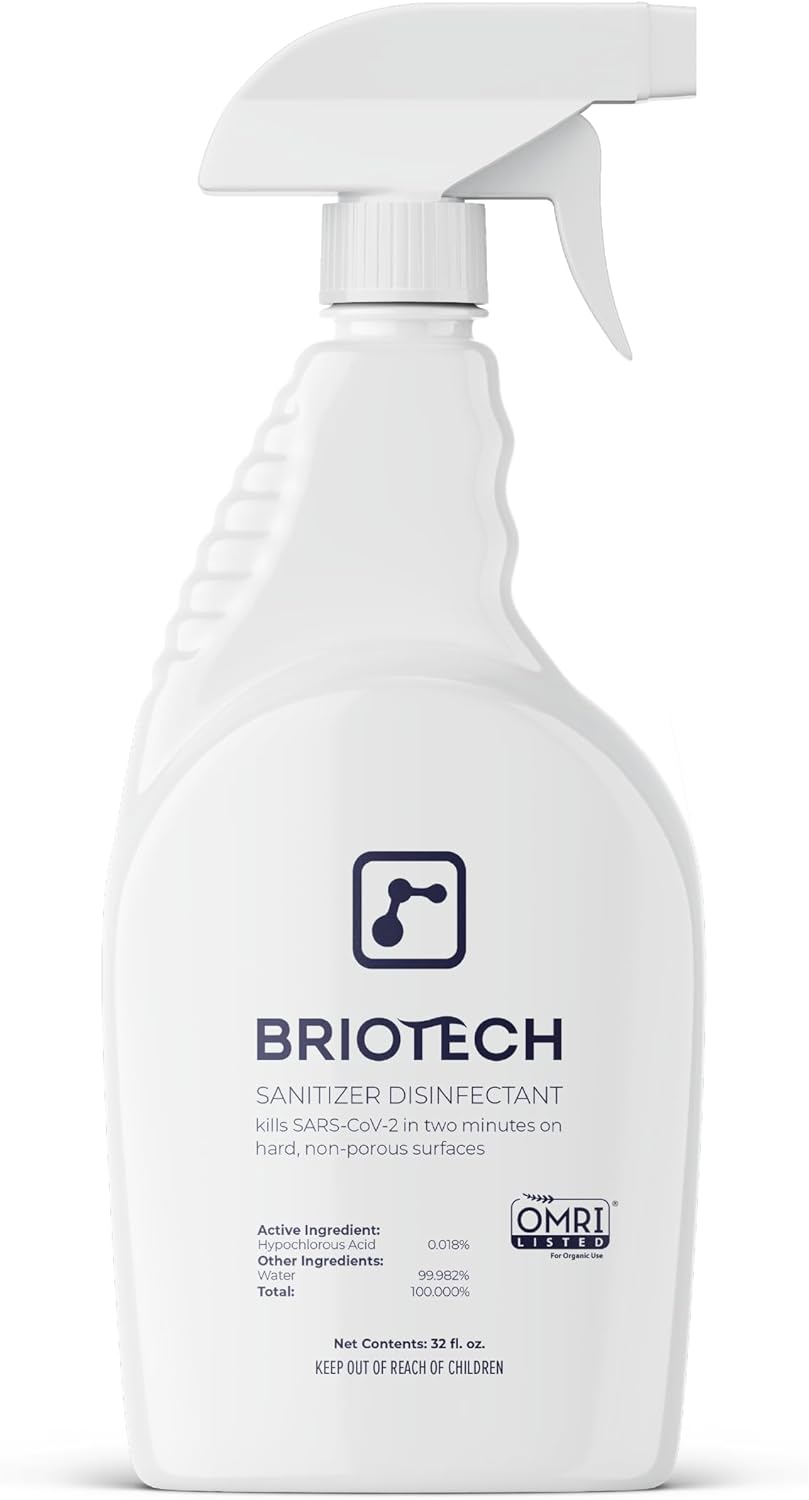 BRIOTECH Sanitizer Disinfectant Hypochlorous Spray, Kill 99.99% of Viruses & Bacteria, Control