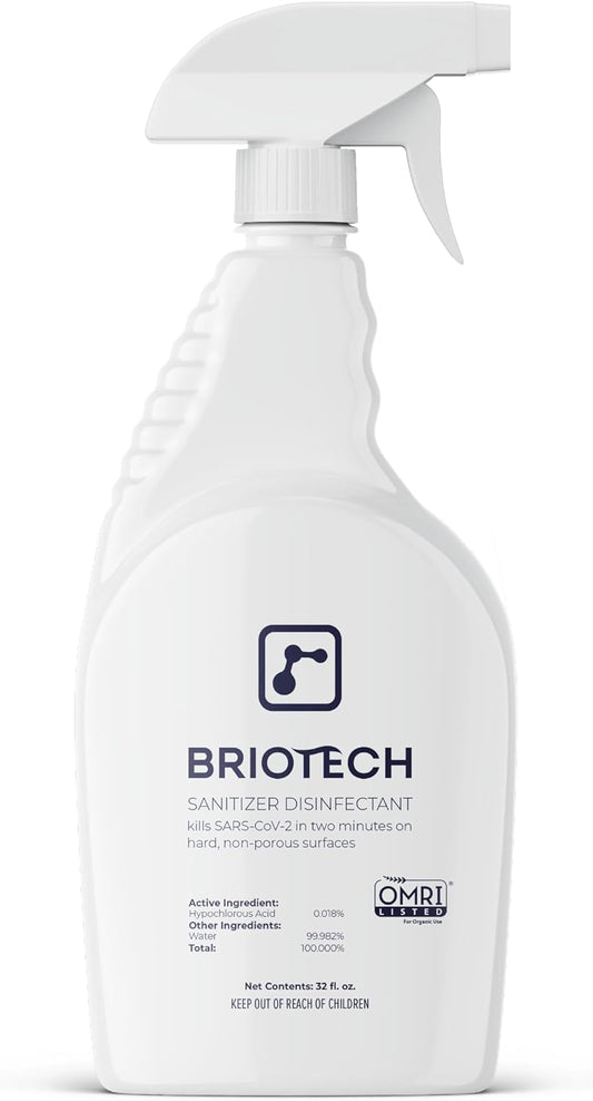 BRIOTECH Sanitizer Disinfectant Hypochlorous Spray, Kill 99.99% of Viruses & Bacteria, Control