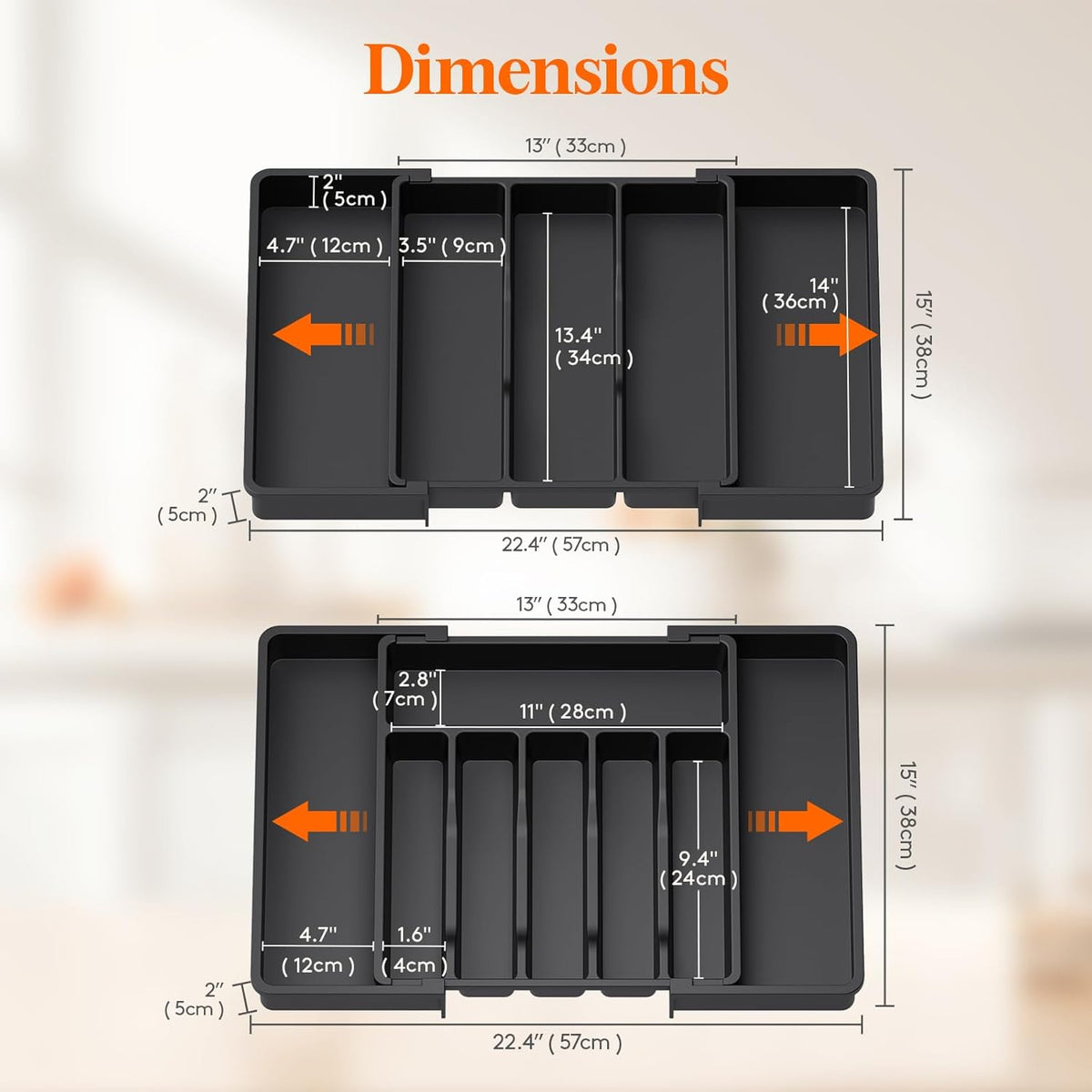Lifewit Silverware Drawer Organizer and Utensil Organizer Set, Expandable Cooking Cutlery Tray for